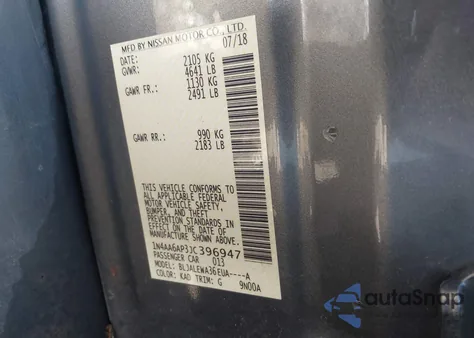 2018 Nissan Maxima 3.5 Sl из США, поврежденный, VIN 1N4AA6AP3JC396947